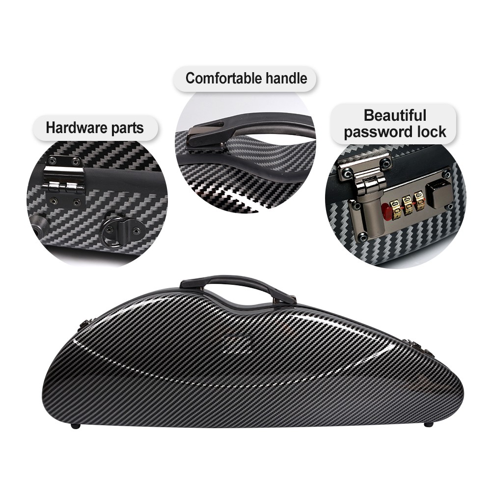 Carbon Fiber Violin Case 4/4 Lightweight Hard Shell with Code lock and Backstrap