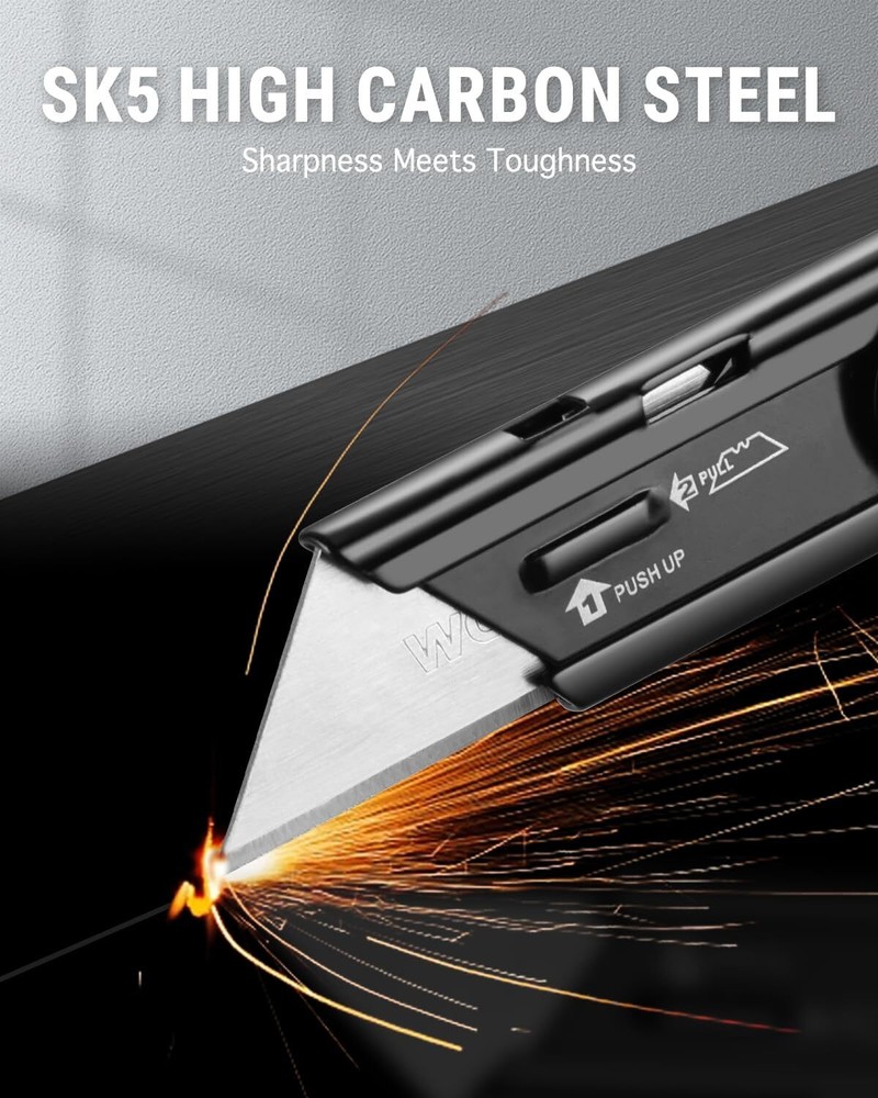 WORKPRO Folding Utility Knife Razor Knife Quick Change Box Cutter 10 Extra Blade