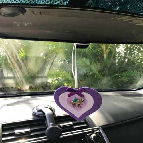 Purple Heart Felt Car Air Freshener, Reusable Aromatherapy Diffuser