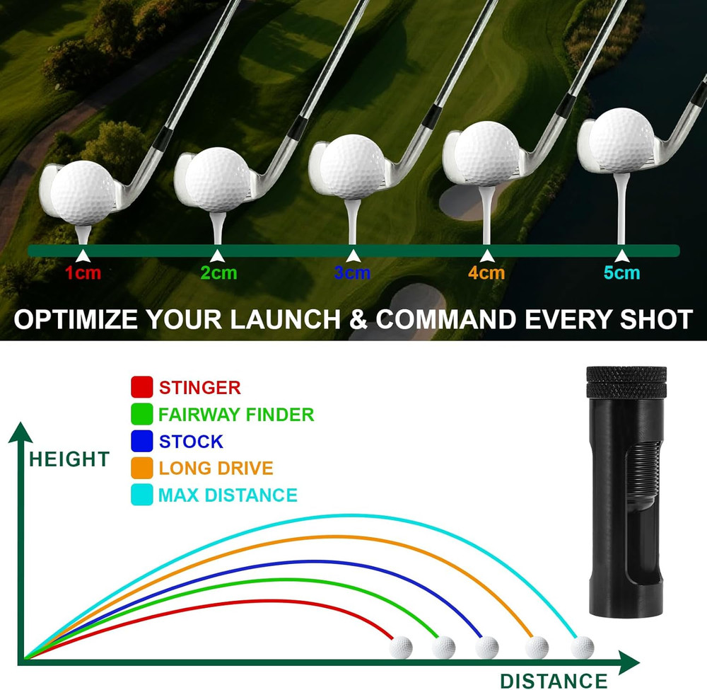 Adjustable Golf Tee Height Tool, Aluminum Golf Tee Height Setter with Precise Sc