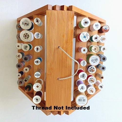 Handcrafted Tabletop Wood (Pine?) Thread Spool Rack - Holds 42 Spools Minimum