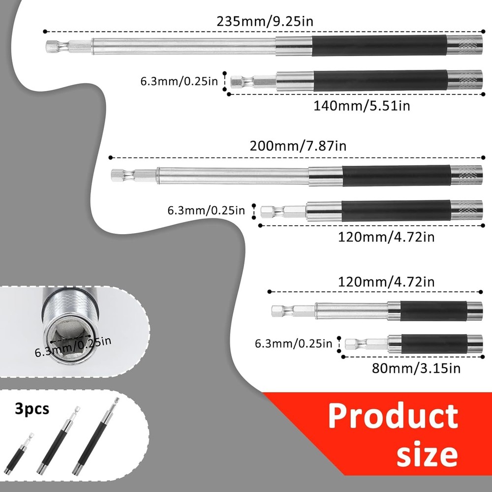 3pcs Magnetic Screw Drive Guide Drill Bit Tip Holder, Quick Release Screwdriver