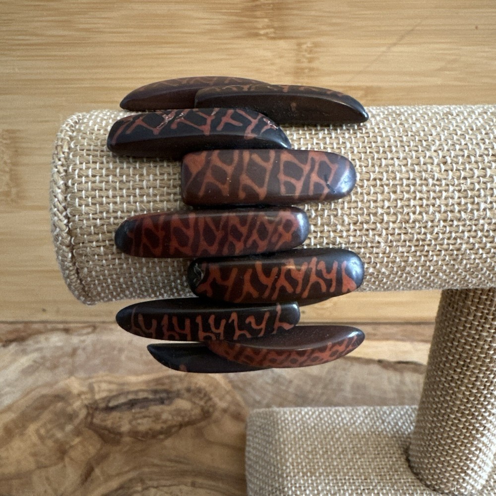 Gorgeous Brown Ethnic Beaded Stretch Bracelet Reversible