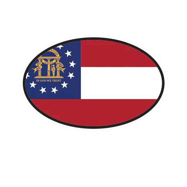 Georgia State Flag Oval Sticker Decal