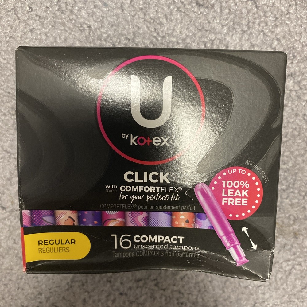 2 Pack U by Kotex Click Comfort Flex Unscented Tampons 16 Count Compact REGULAR