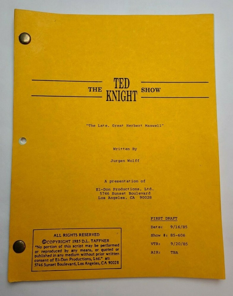 TOO CLOSE FOR COMFORT / 1985 TV Series Script, "Late, Great Herbert Maxwell"