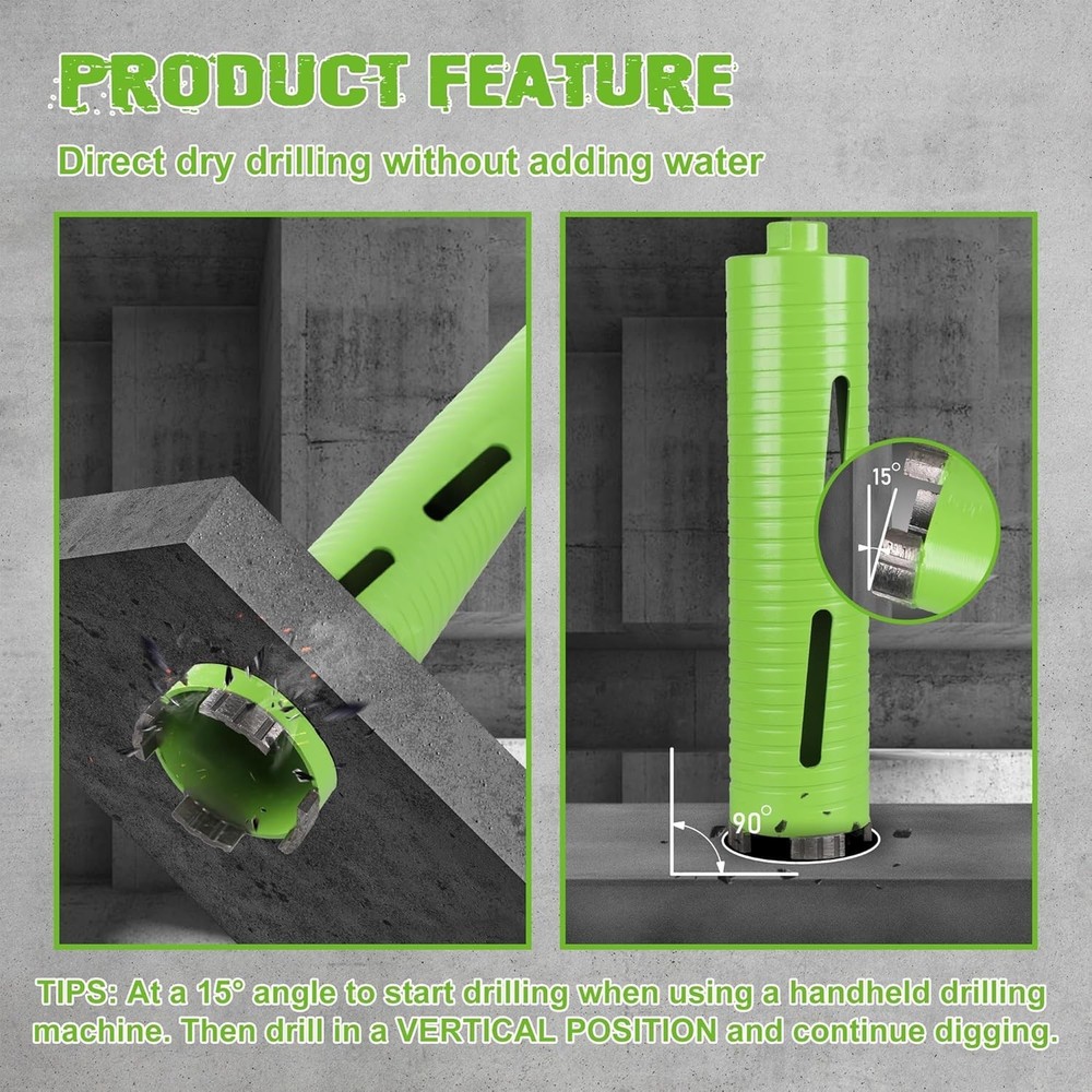 Versatile 2.5" Core Drill Bit with Dual Adapters for Concrete & Brick Projects