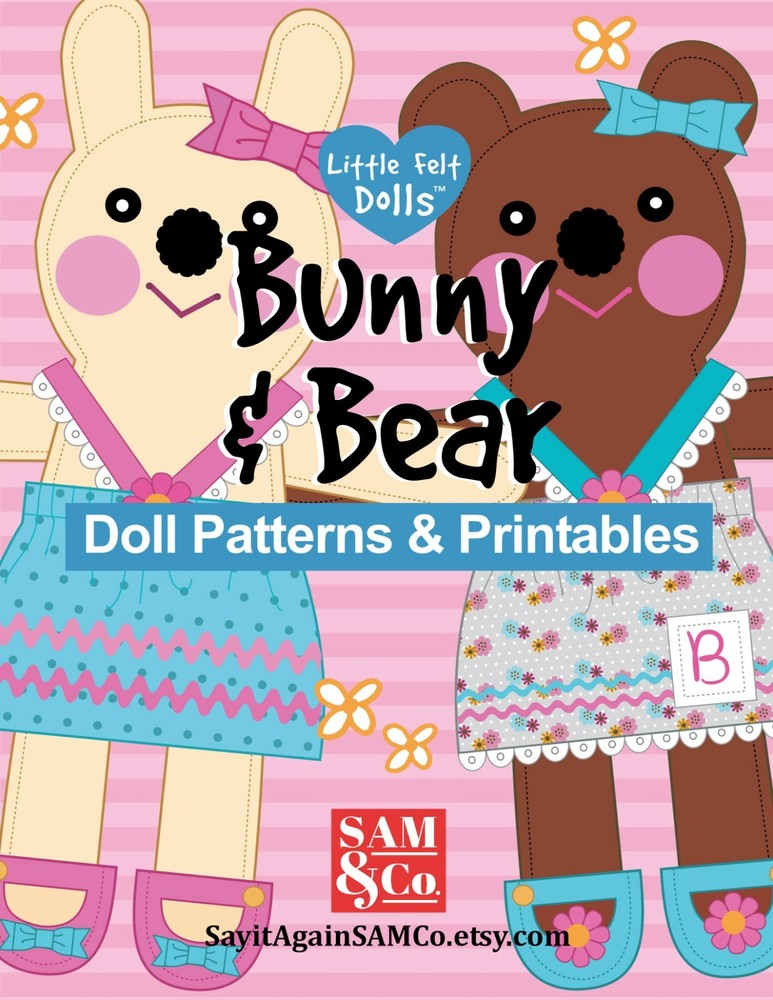 Bunny & Bear DOLL Pattern BOOK_Stuffed Doll - Animal + Doll Clothes Patterns_NEW