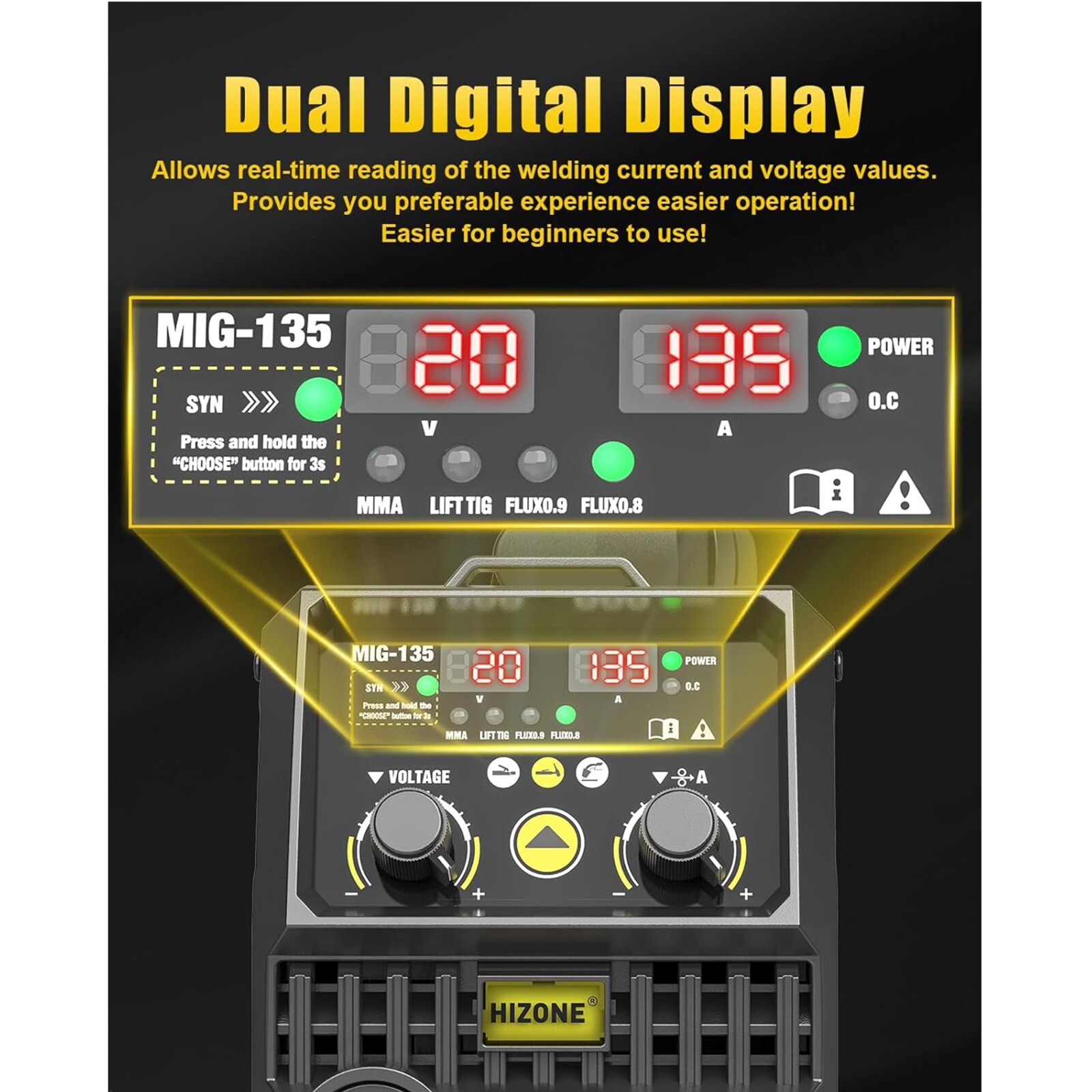 135A Mig Welder Intelligent Portable IGBT Inverter 110V 3-in-1 Welding Machine