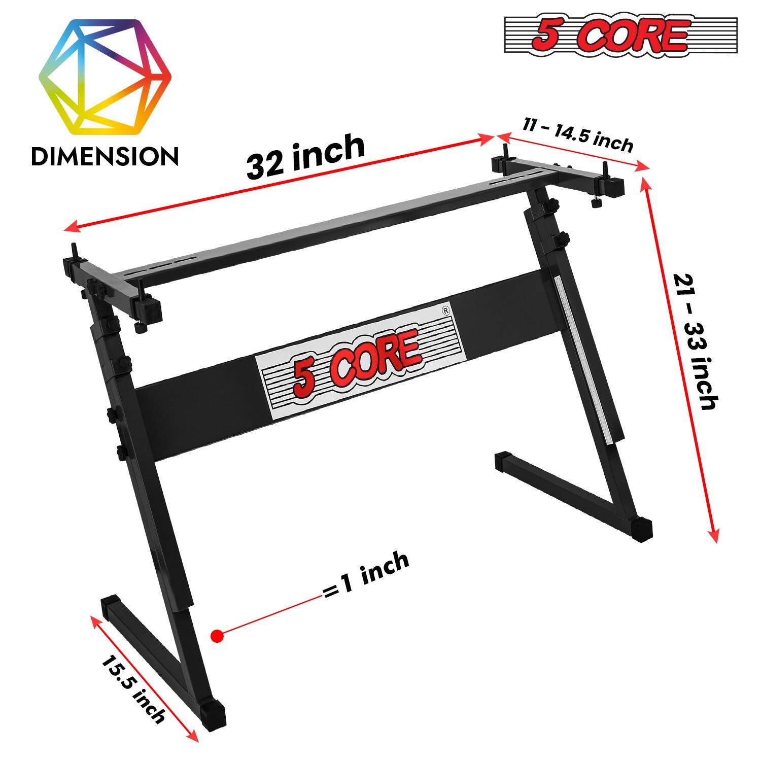 5 Core Keyboard Stand Adjustable 21 - 33" Electric Piano Riser 330Lb Capacity