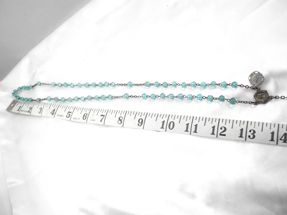 Vintage Sterling Blue Crystal Rosary Beads