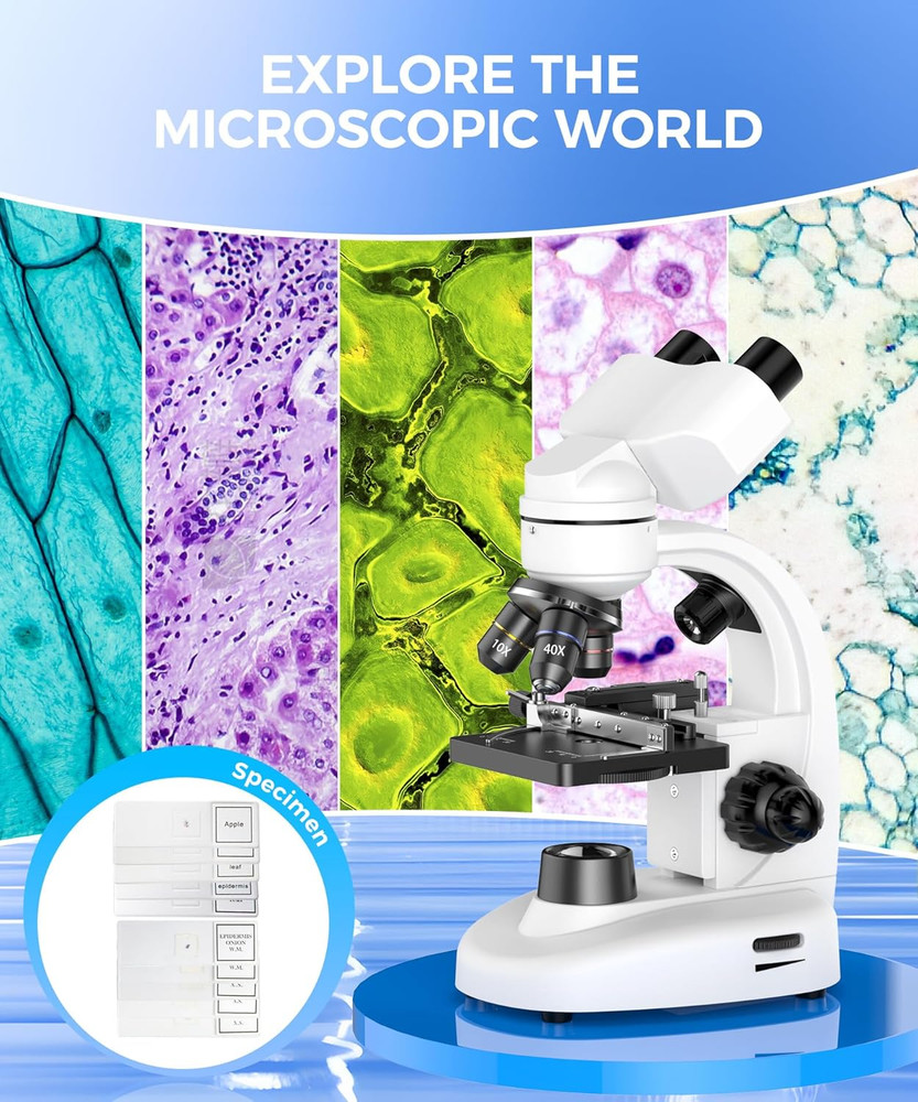 Compound Binocular Microscope for Adults, Professionals & Kids, Very Precise