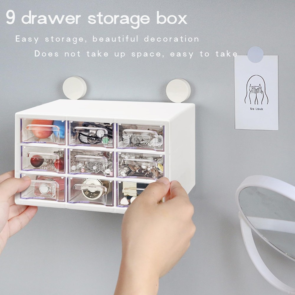 Desk Storage Organizer with 9 Drawers, FODIENS Stackable Desktop Craft Drawer...