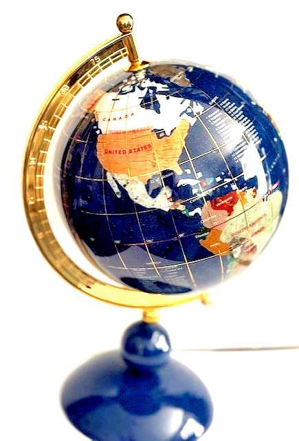 Desktop Globe Dark Blue Lapis Luzuli & Gemstone 11"