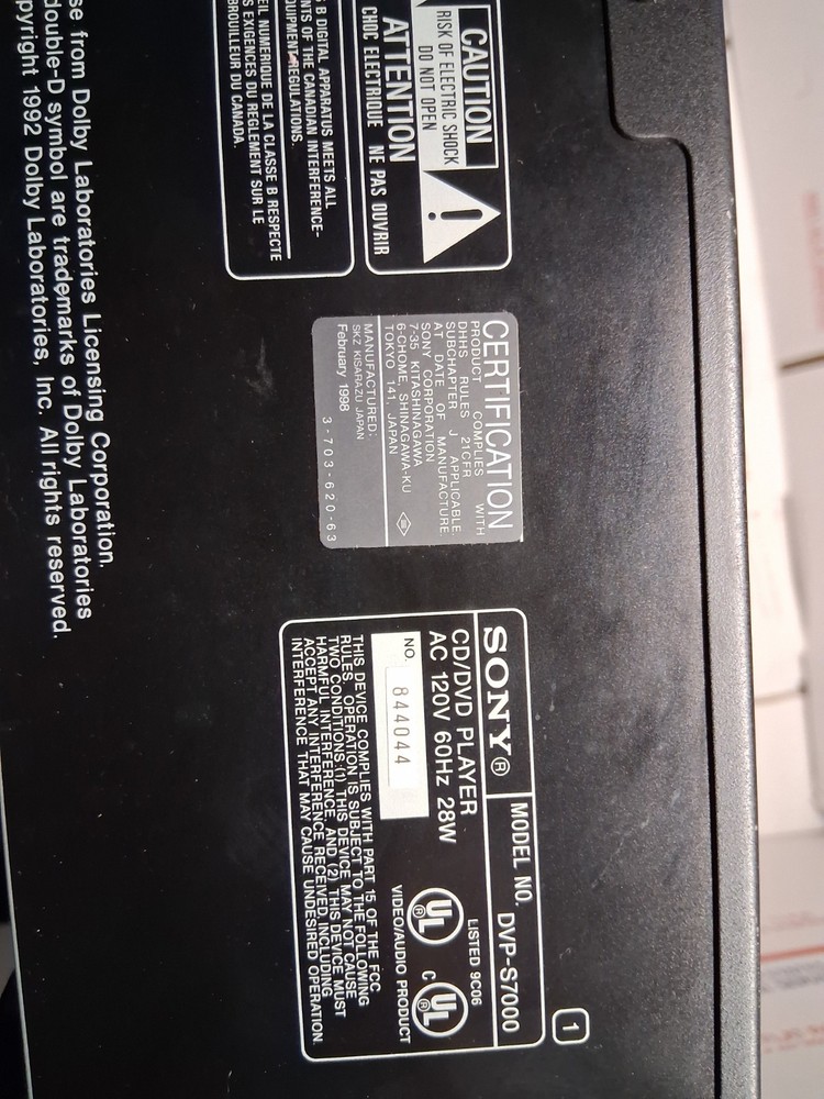 Sony DVP-S7000 CD/DVD Player With Working Remote