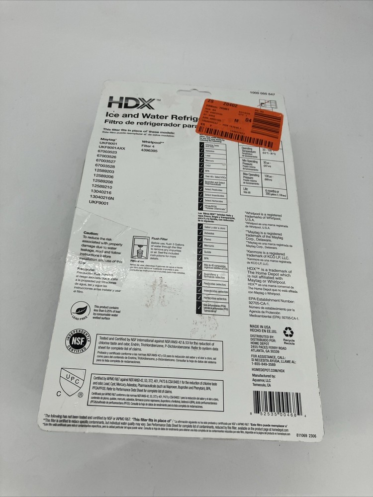 HDX Replacement Water Filter 2 Pack FMM-2 Refrigerator Whirlpool Model Filter 4