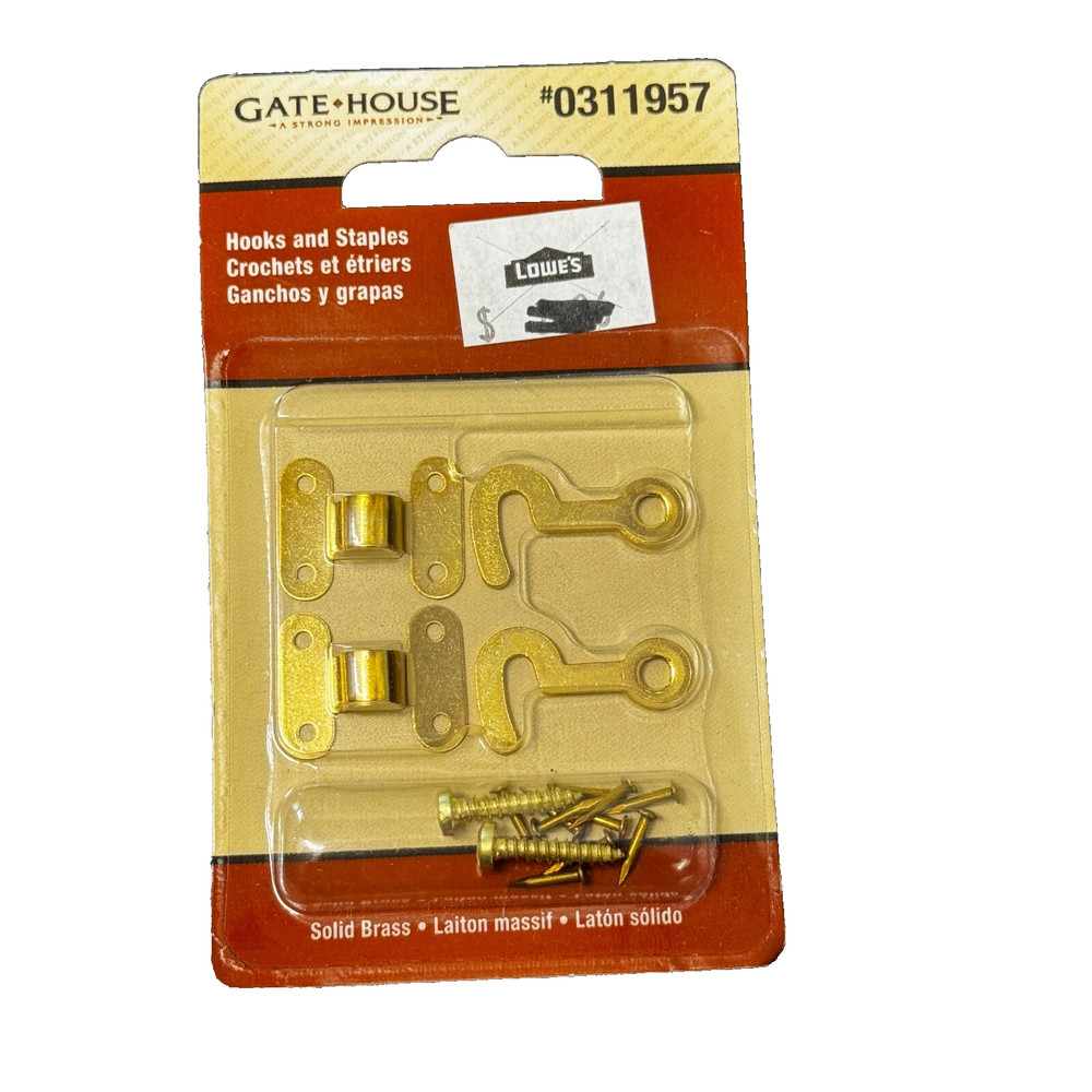 Gate House  Solid Brass Hook and Staple 2 in each pack 0311957