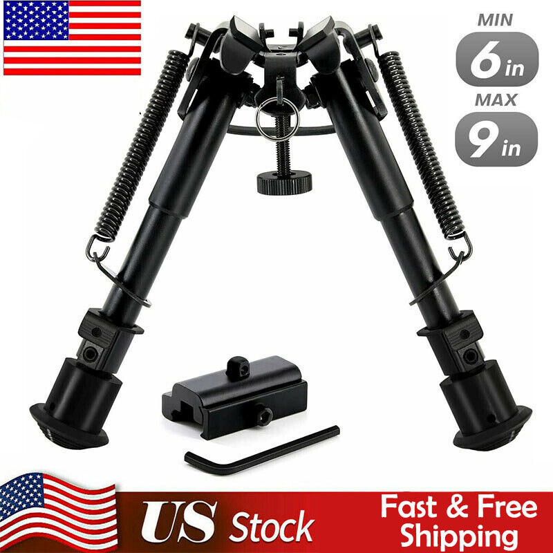 Adjustable Bipod Rotate Horizontally Picatinny Rail Mount Adapter 6-9"