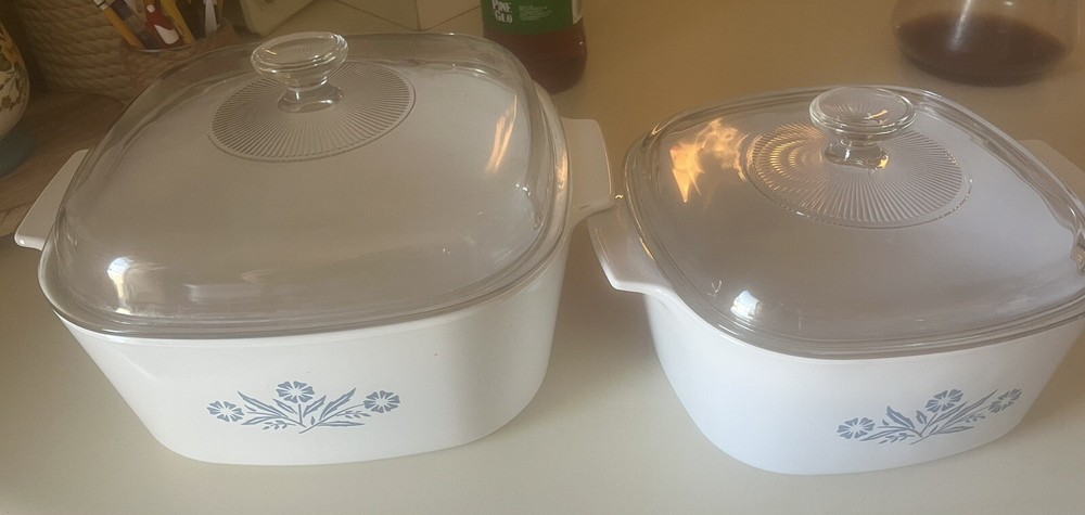 Corn Flower Square Covered Casseroles Set Of 2