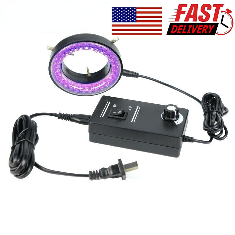 110V-240V 60 LED Purple UV Light Source Microscope Ring Light Lamp Illuminator