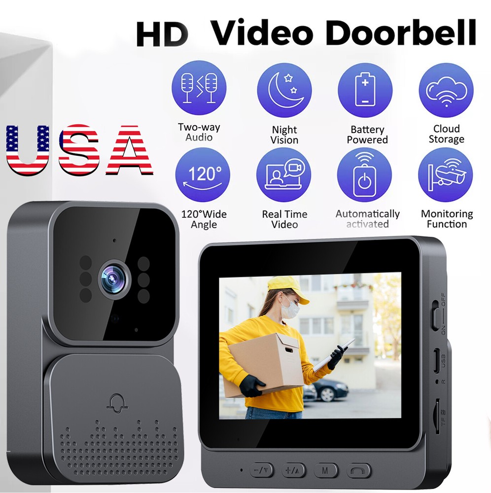 Wireless Security Smart Doorbell Intercom HD Video Camera Door Ring Bell Chime
