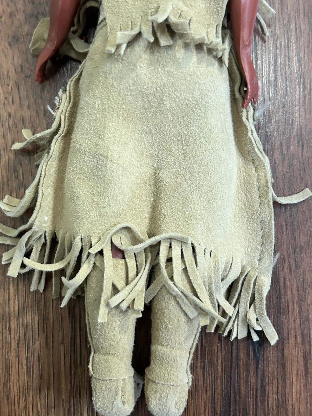 Vintage Native American Indian Sleepy Eye Doll Plastic W/ Leather Clothes Beads