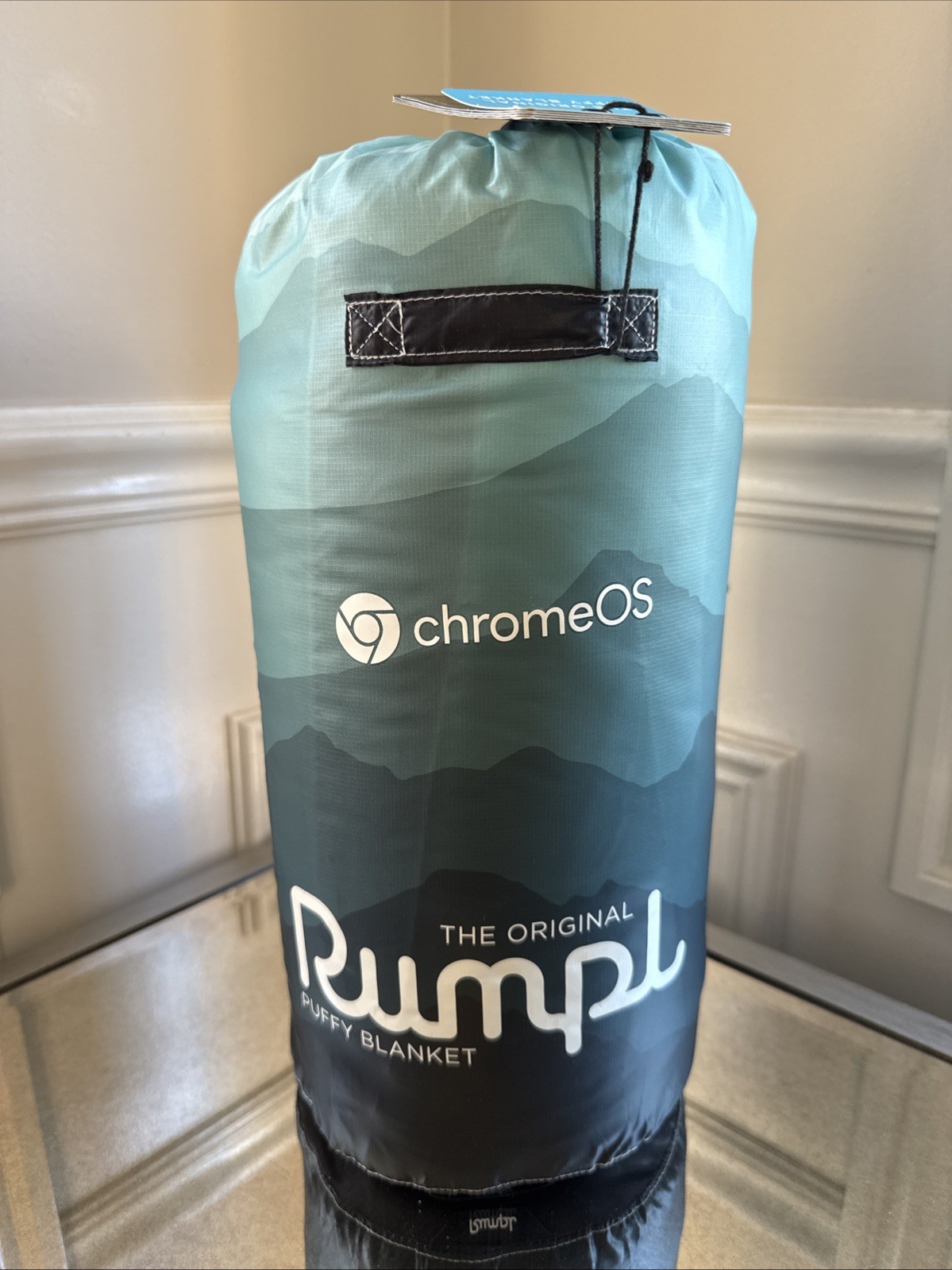 The Original Rumpl Puffy Blanket - 1 Person - green and black Cascade Fade