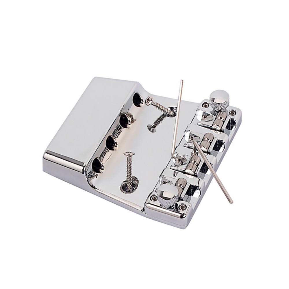 Replace Alloy Chrome Square Shape Bass Bridge for 4 String Rickenbacker Guitar T