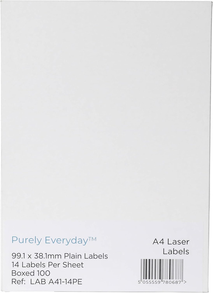 Purely 14 per A4 Sheet, 100 Sheets, 1400 Sheets, 1400 Sheets, Self Adhesive Plai