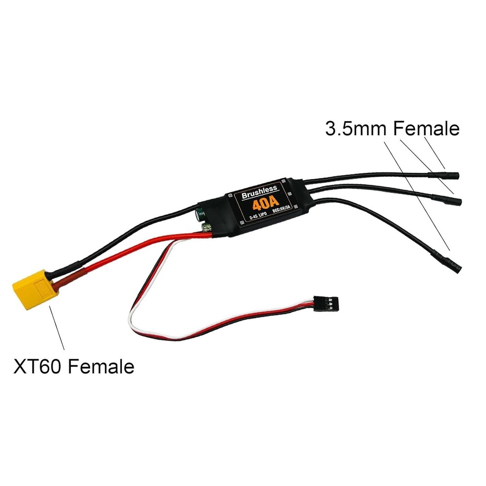 40A Brushless ESC 2-4S Speed Controller 5V 3A BEC with XT60 Plug for RC Drone...