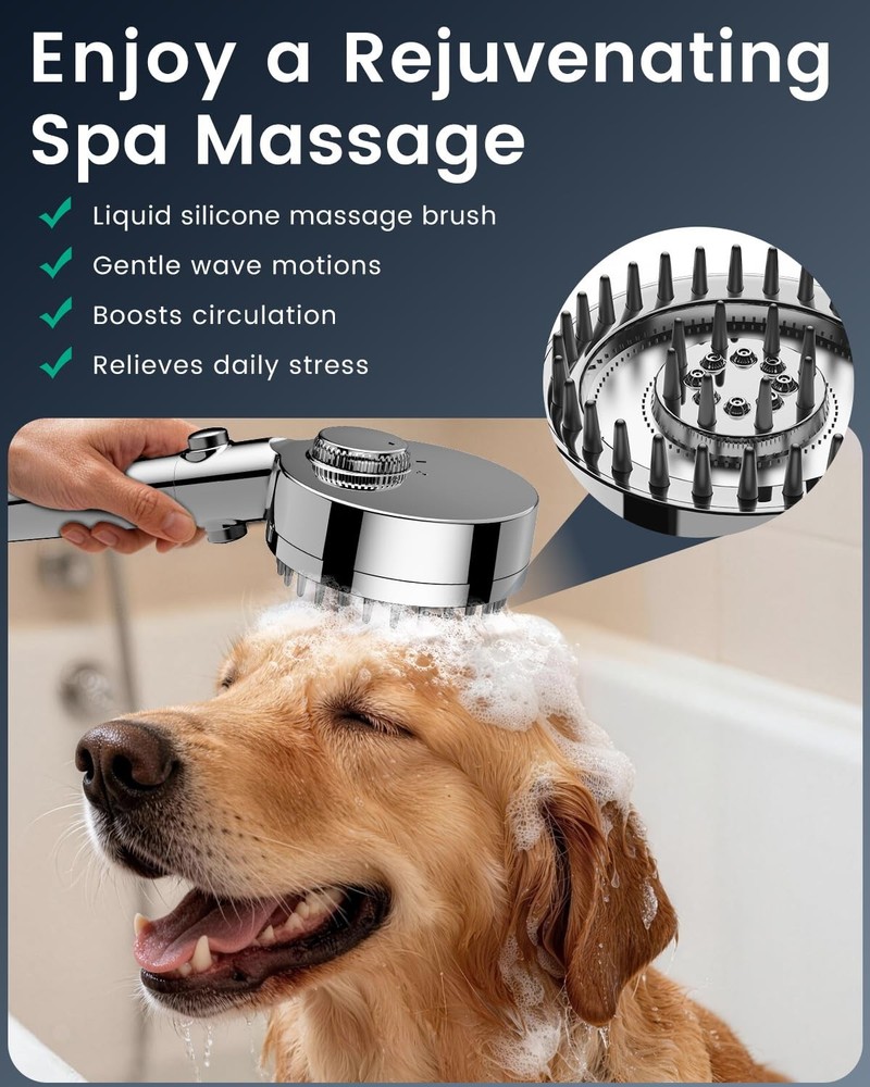 Ion Drops Filtered Shower Head with Handheld, Upgrade 5-inch Panel, Chorm