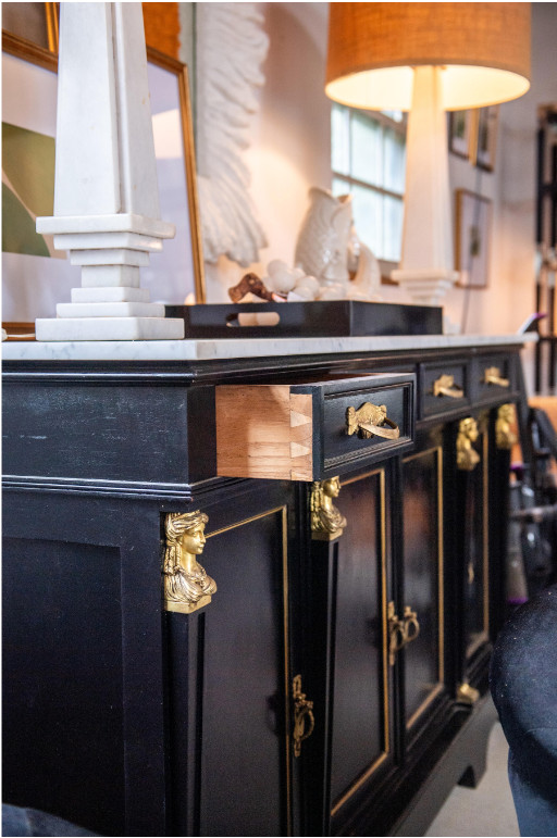 Empire Buffet with Marble Top and original Brass Hardware