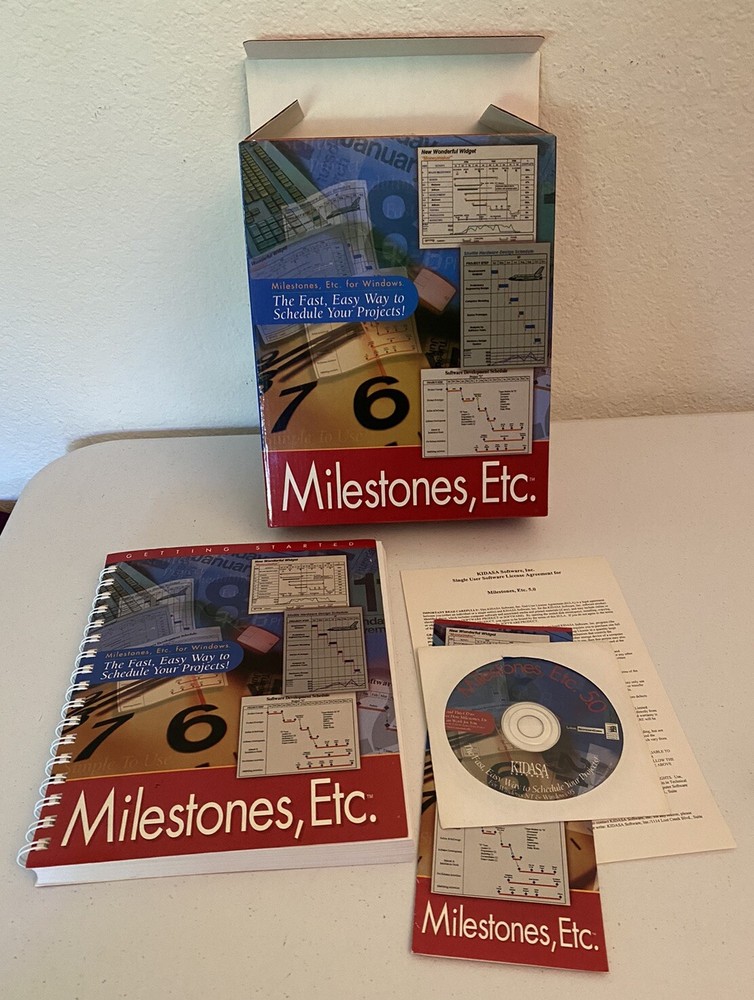 Vintage Milestone Etc. Kidasa Software For Window 95/NT Project Scheduling Box