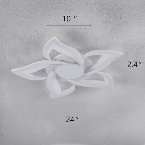 Ceiling Light Fixture, White Flush Mount Ceiling Lights for Bedroom, 24"-White