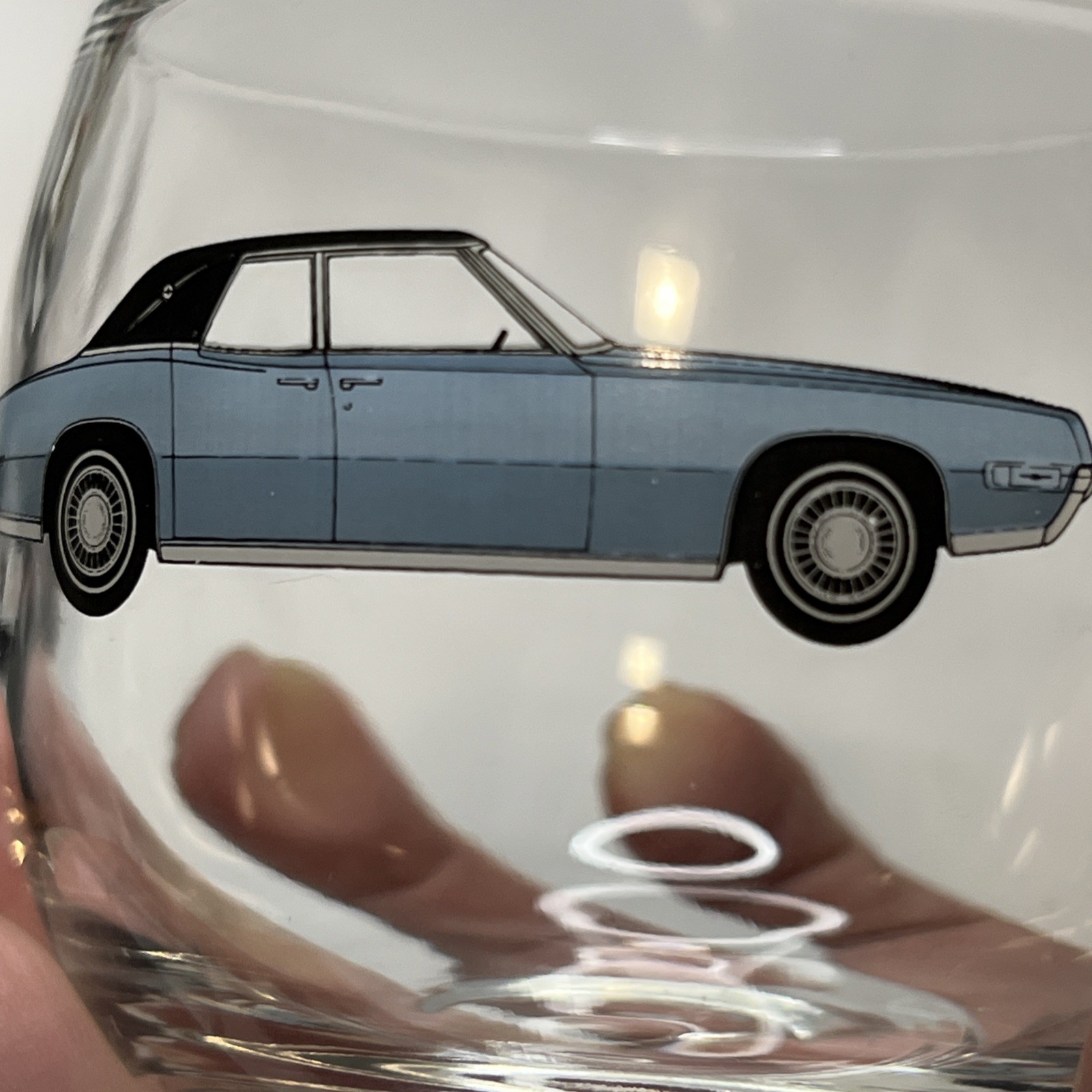 1968/69 Ford Thunderbird Dealer Promotional Roly Poly Low Ball Whiskey Glass