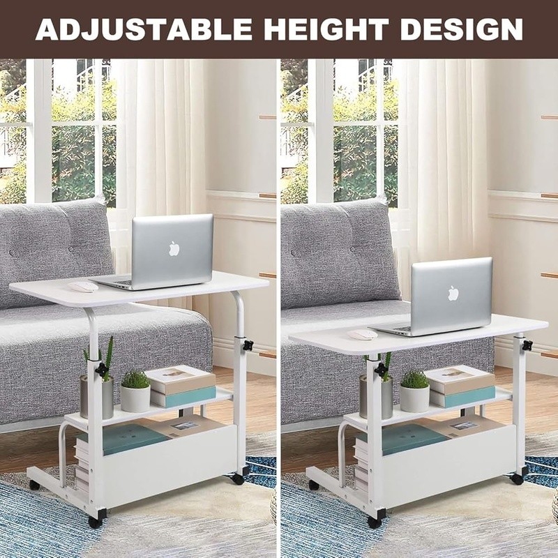 Adjustable Mobile Laptop Desk W/ Additional Shelf Office Study Bedroom New