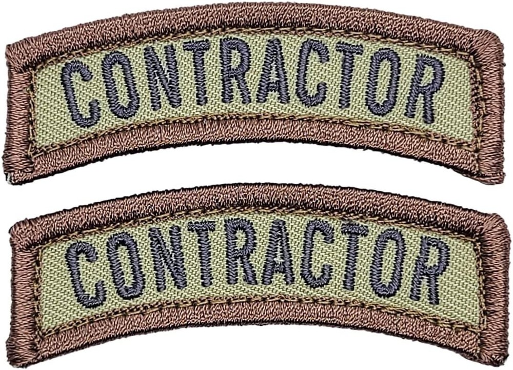 Contractor Rocker Tab Morale Patch  -2pc Bundle HOOK BACKING