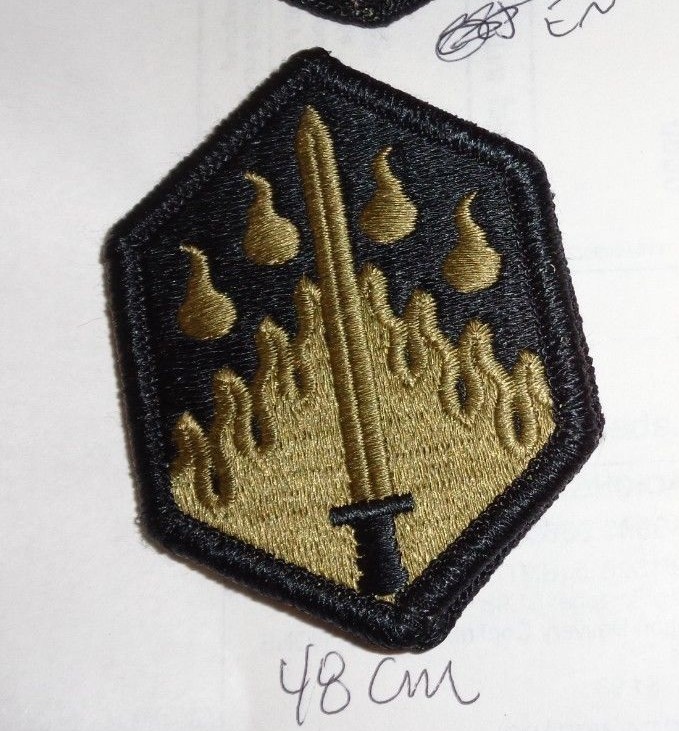 U.S. ARMY PATCH,SSI, 48TH CHEMICAL BDE, ON MULTICAM, SCORPION WITH HOOK LOOP