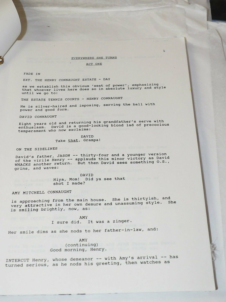 ELSEWHERE SHE TURNS 1991 Movie SCRIPT by Nick Corea
