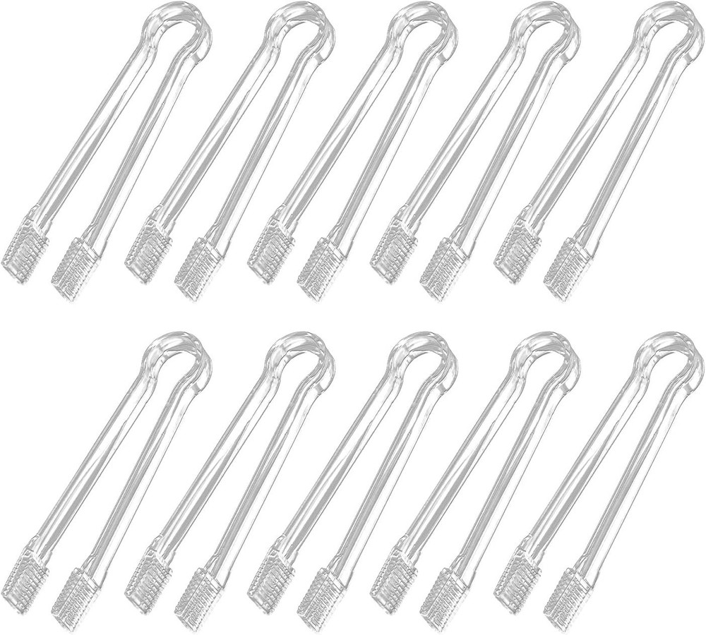 10PCS Clear Plastic Buffet Serving Tongs Mini Kitchen Serving Utensils Set