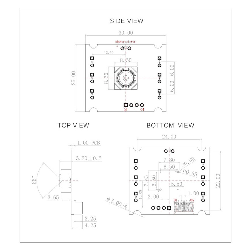 USB Camera Module 2MP High Definition 75° View Angle Manual Industrial