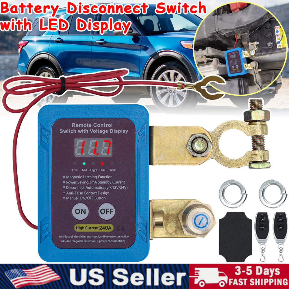 12V 24V Remote Battery Disconnect Switch 240A Car Kill Off Switch LED Display US