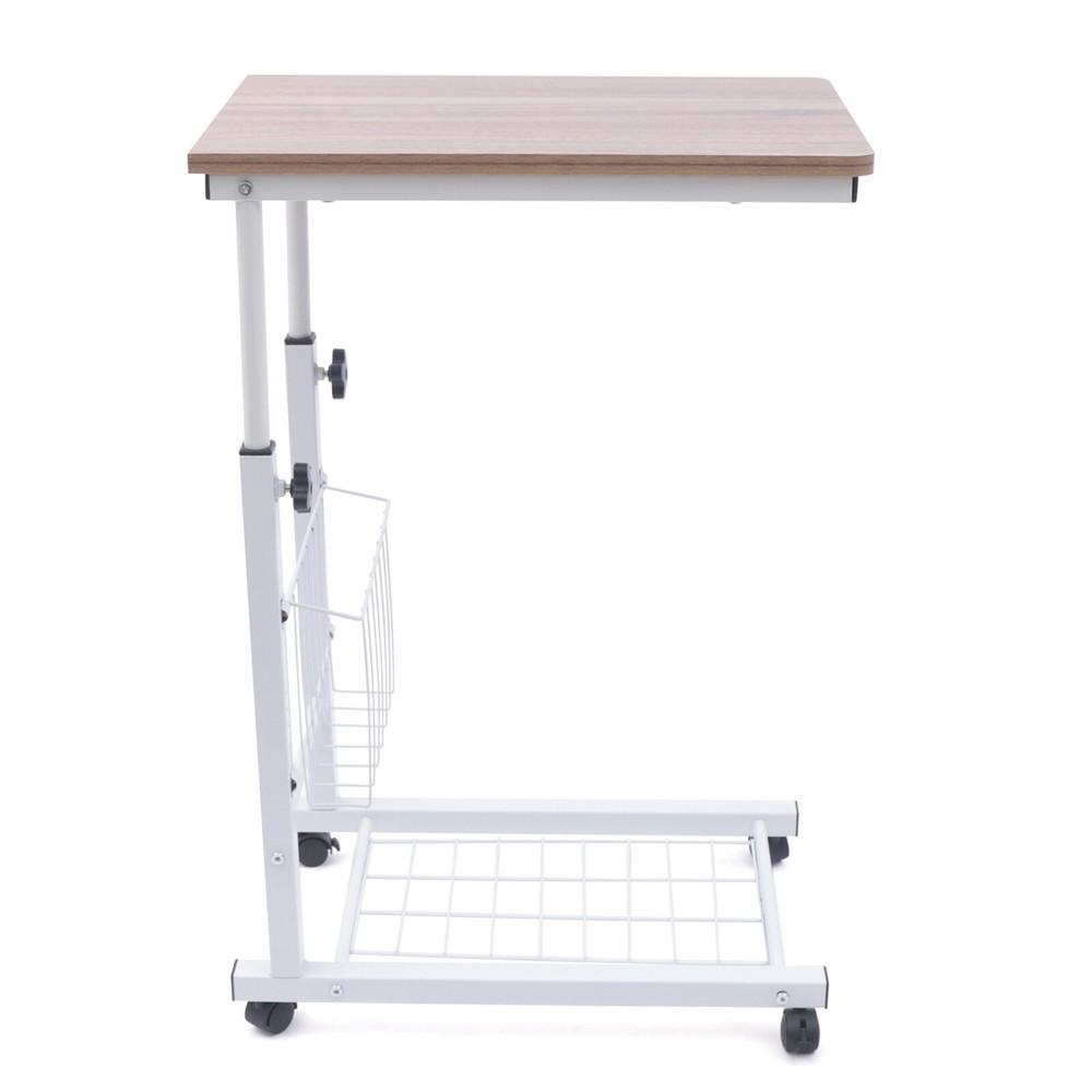Bedside Sofa Side Table Wheels Hospital Overbed Rolling Tray Adjustable Height