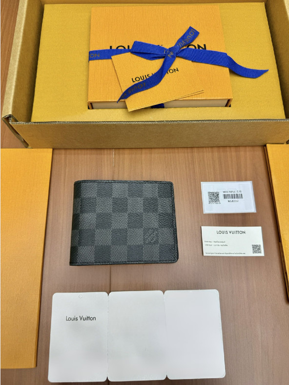 Louis Multiple Wallet Damier Graphite Canvas Bifold New