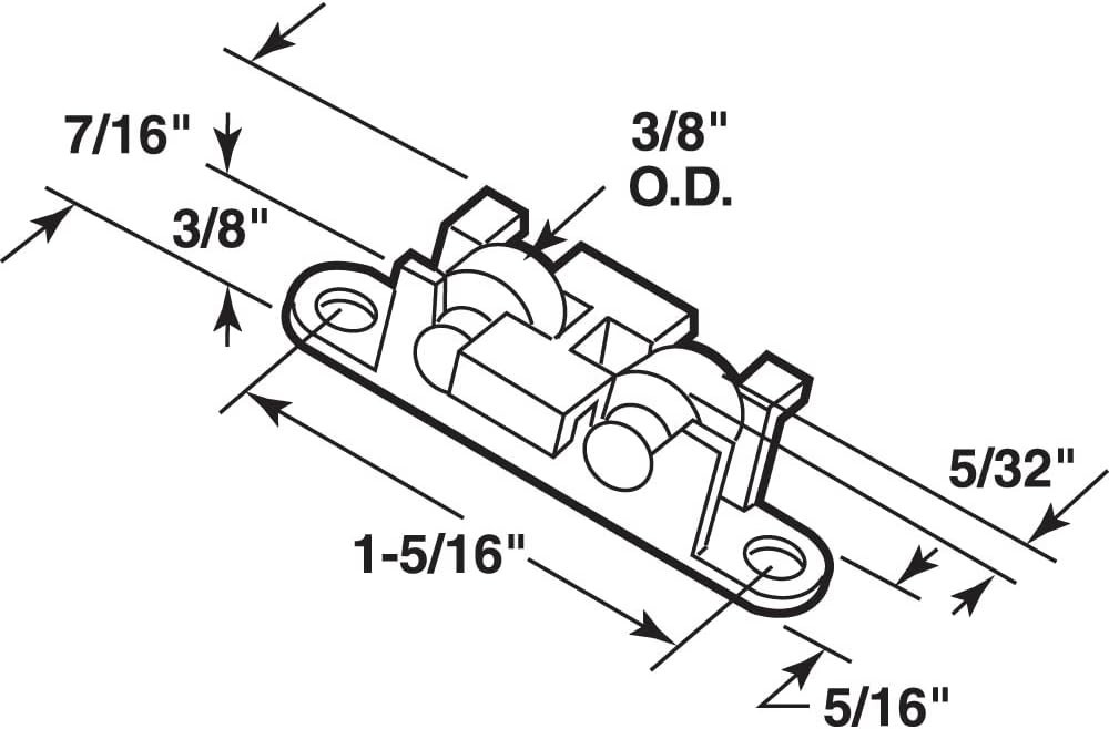 G 3091 Sliding Window Tandem Roller Assembly, 3/8 In. Flat, Brass Rollers 2 Pack