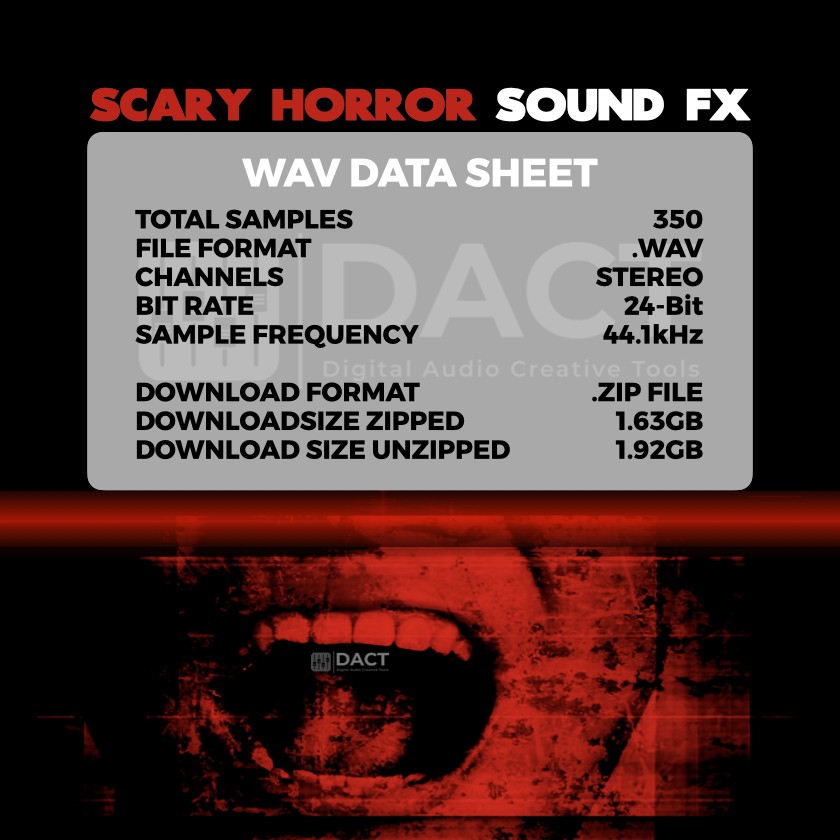 Scary Horror Sound FX Sample Library (350 Audio Samples) - Instant Access