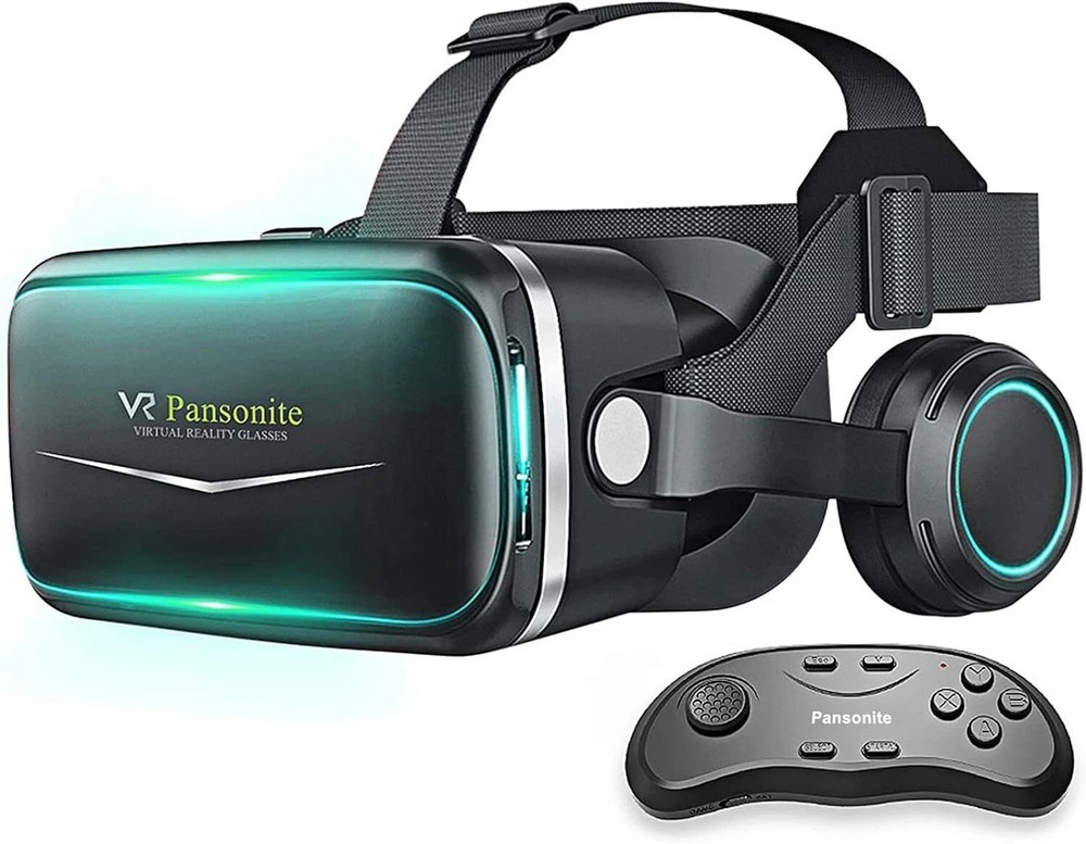 Pansonite Virtual Reality Headset w/ Remote Controller 3D Glasses Earphones