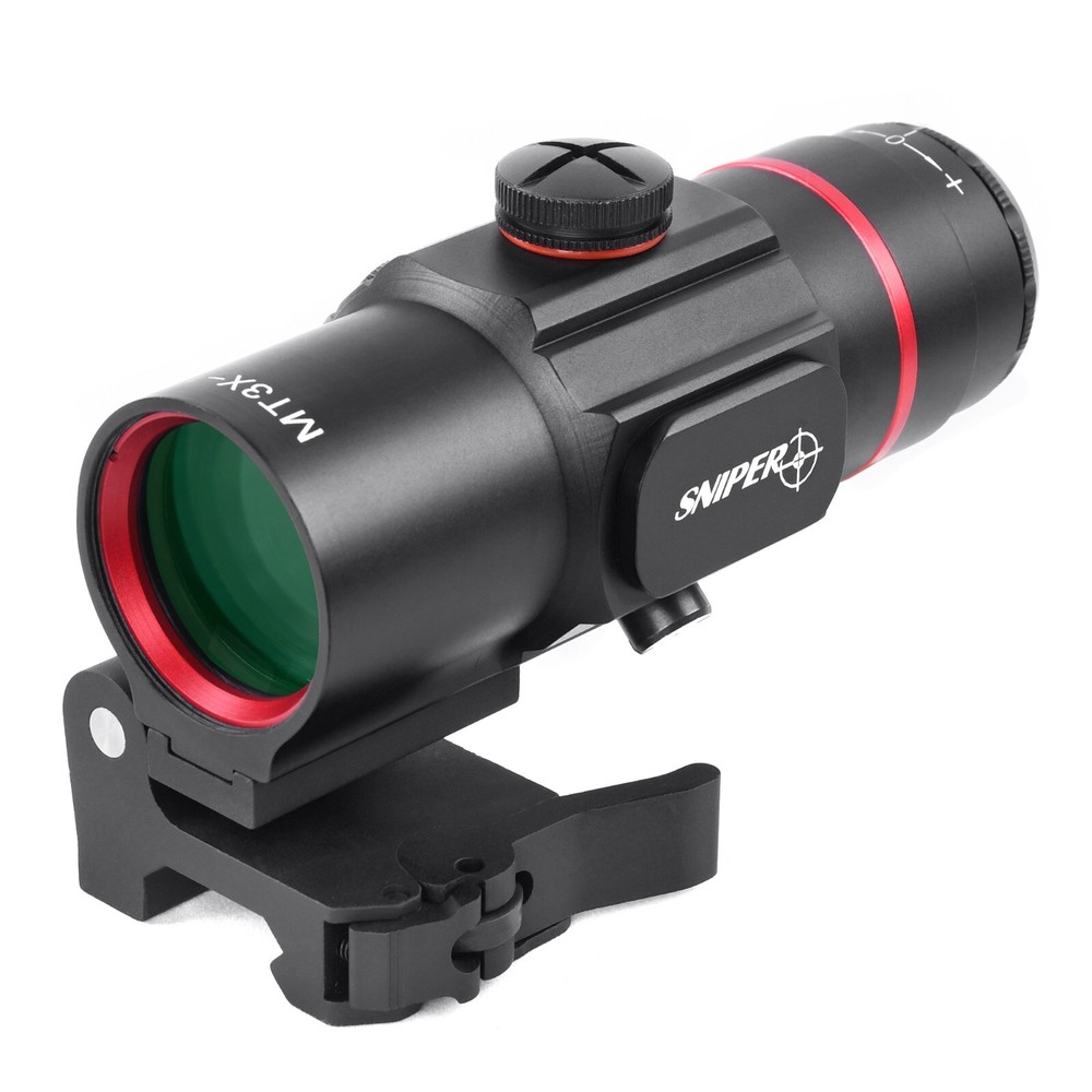 Sniper 3X Red Dot Sight Magnifier with Built-In Flip Mount