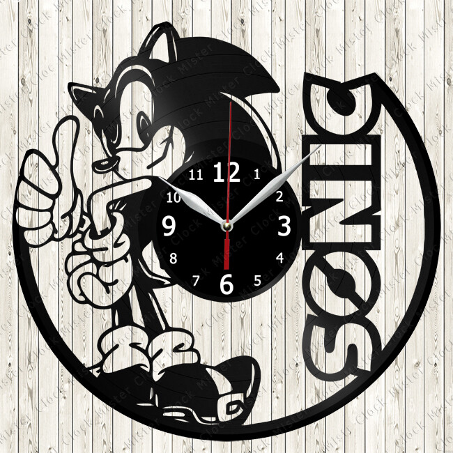 Sonic Vinyl Record Wall Clock Decor Handmade 3417