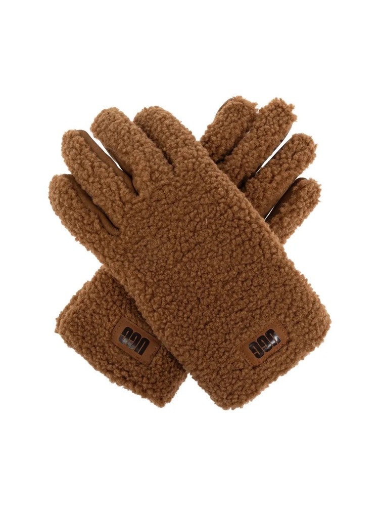 Womens UGG UGGfluff Gloves - Chestnut, Size M [101066]